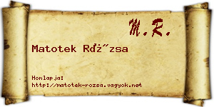 Matotek Rózsa névjegykártya